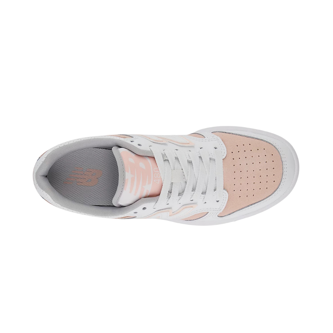 NEW BALANCE GSB480VP 480 JR'S (Medium) White/Misty Pink Synthetic & Leather Lifestyle Shoes