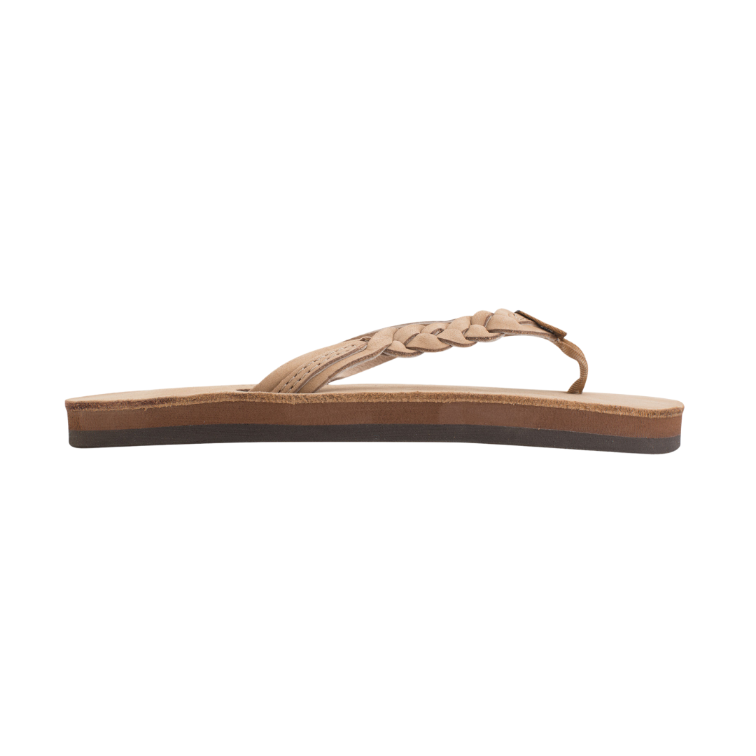 RAINBOW 101LTSFBK/SRBRY BRAIDY PREMIER YTH'S (Medium) Sierra Brown Leather Narrow Strap Sandals