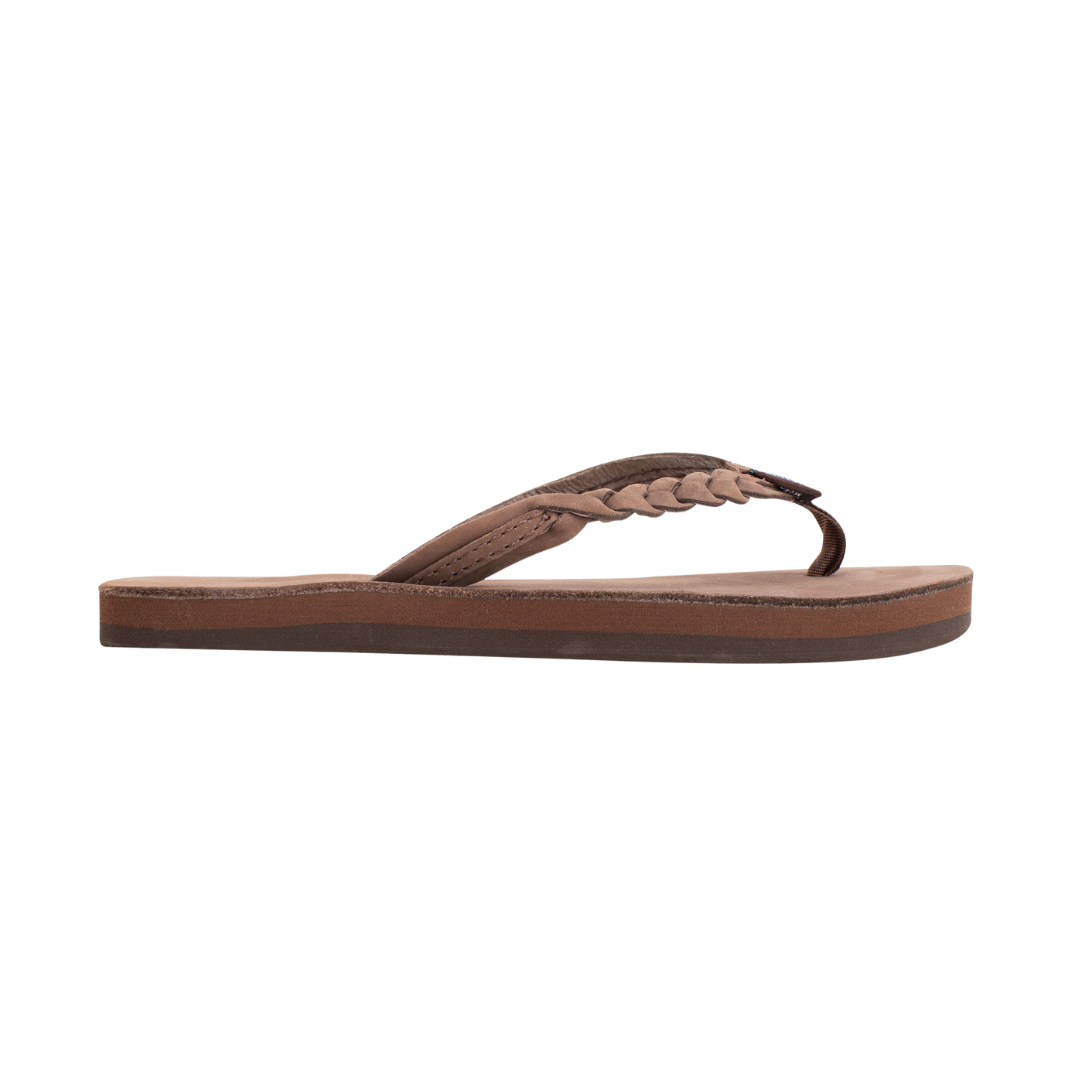 RAINBOW 101LTSFBK/EXPR FLIRTY BRAIDY PREMIERYTH'S (Medium) Expresso Leather Narrow Strap Sandals