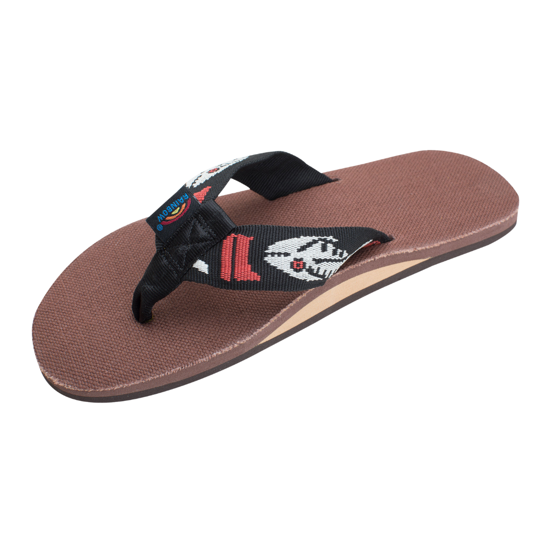 RAINBOW 301AHPFSM/BRSV HEMP TOP SOLE FISH STRAP MN'S (Medium) Brown Silver Nylon Strap Sandals
