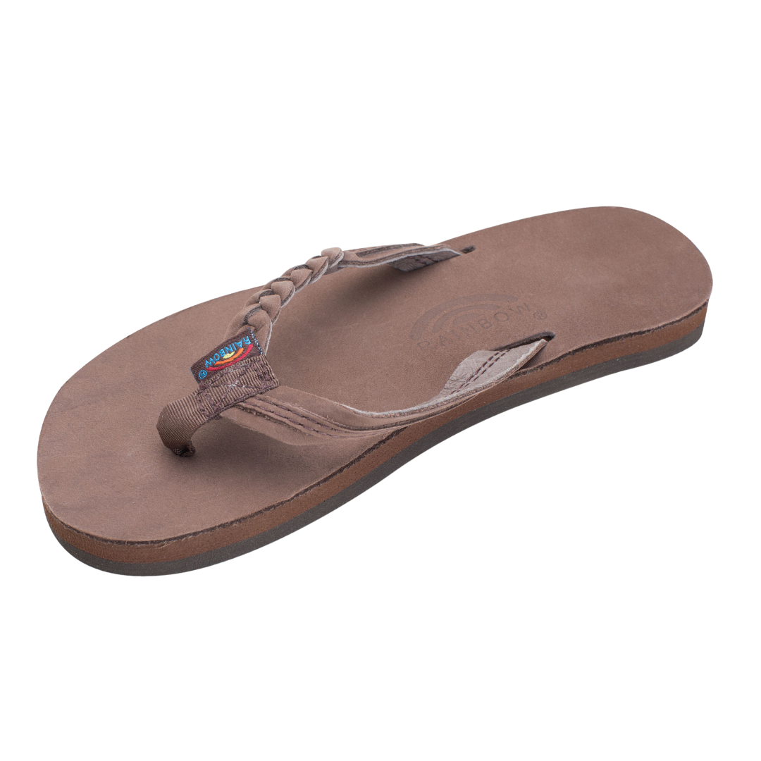 RAINBOW 101LTSFBK/EXPR FLIRTY BRAIDY PREMIERYTH'S (Medium) Expresso Leather Narrow Strap Sandals