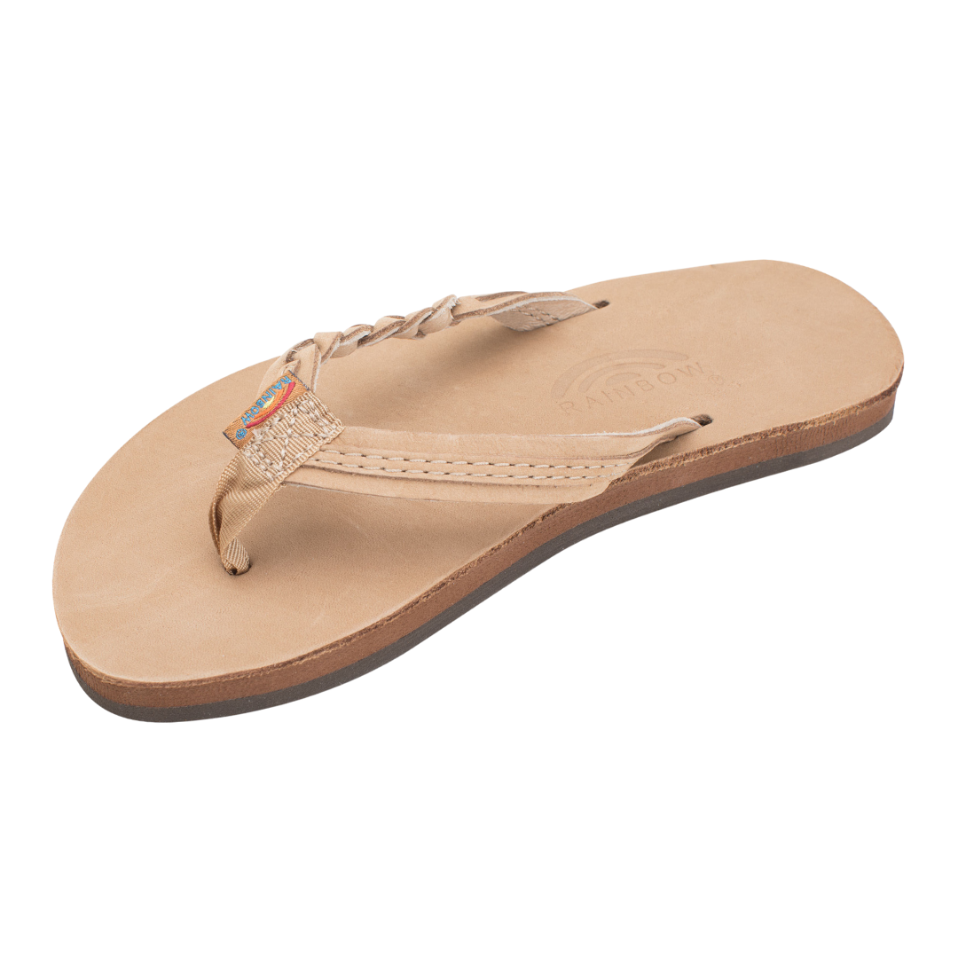 RAINBOW 101LTSFBK/SRBRY BRAIDY PREMIER YTH'S (Medium) Sierra Brown Leather Narrow Strap Sandals