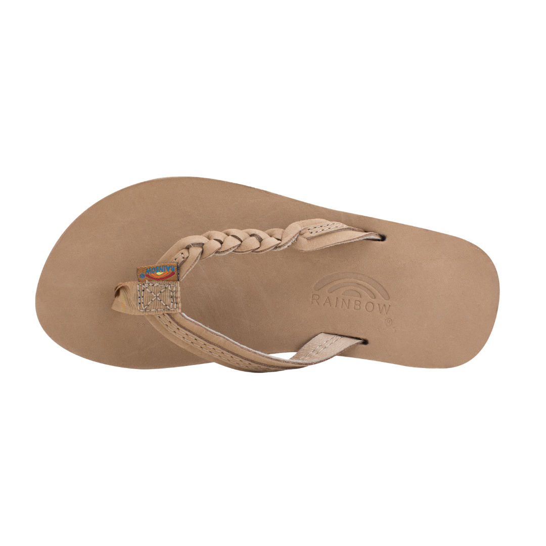 RAINBOW 101LTSFBK/SRBRY BRAIDY PREMIER YTH'S (Medium) Sierra Brown Leather Narrow Strap Sandals