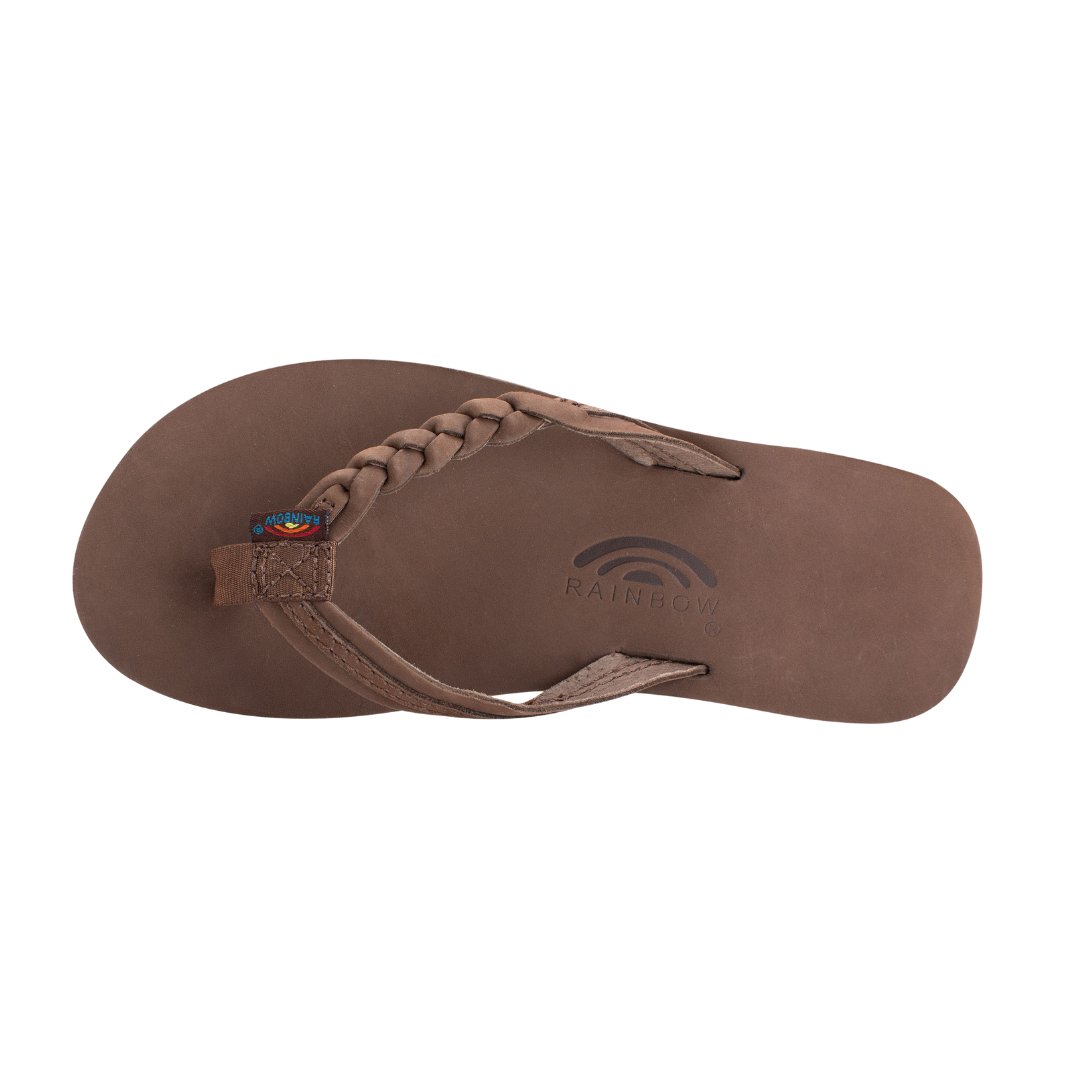 RAINBOW 101LTSFBK/EXPR FLIRTY BRAIDY PREMIERYTH'S (Medium) Expresso Leather Narrow Strap Sandals