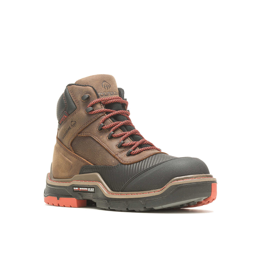 WOLVERINE W231042-M RAIDER SHIELD DS FLX WP 6'' CM WP MN'S (Medium) Dark Earth Leather Work Boots