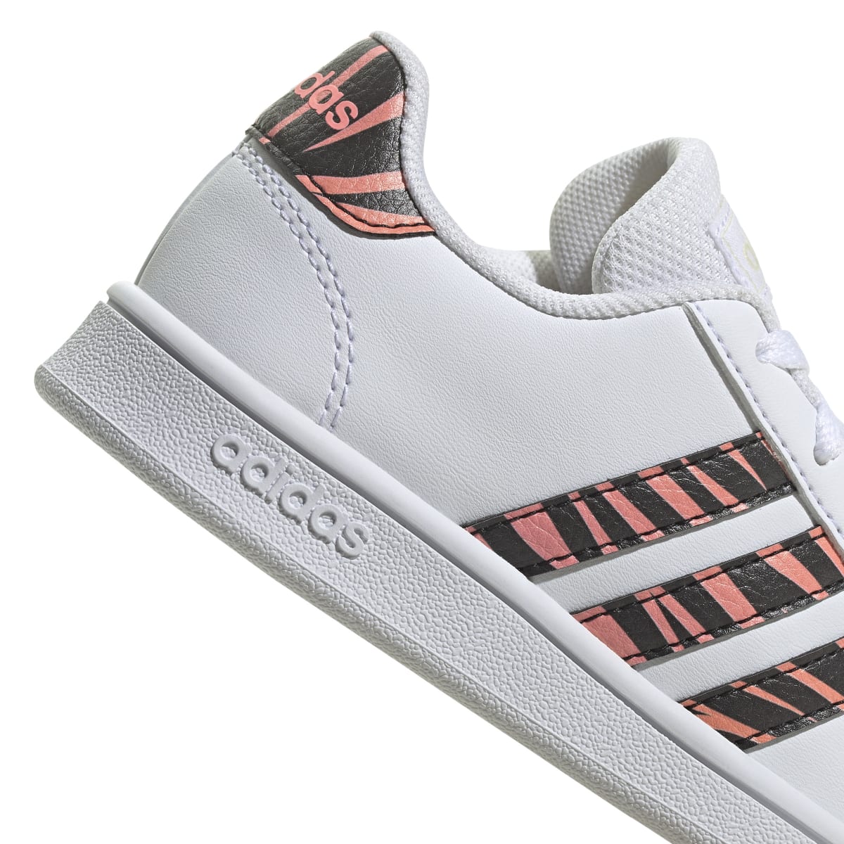 ADIDAS GZ1067 GRAND COURT K JR'S (Medium) White/Black/Red Synthetic Leather Lifestyle Shoes