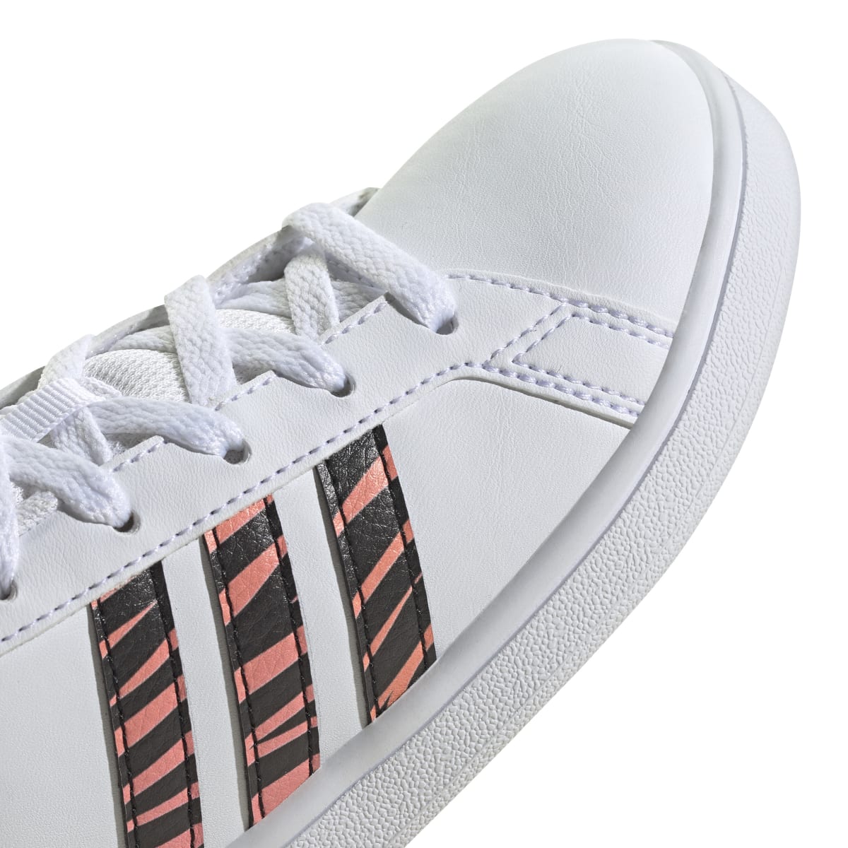 ADIDAS GZ1067 GRAND COURT K JR'S (Medium) White/Black/Red Synthetic Leather Lifestyle Shoes