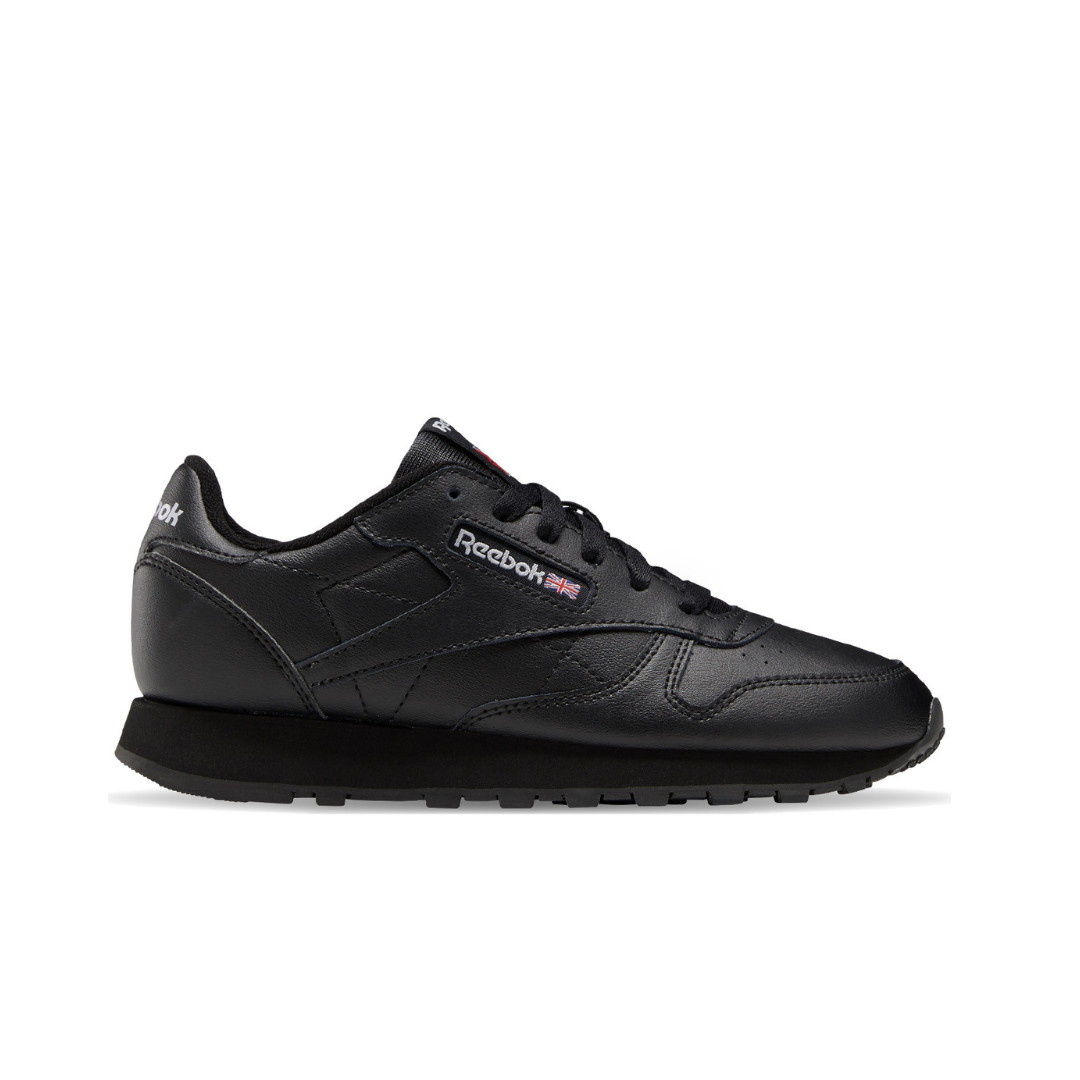 REEBOK 100010470 (GZ6094) CL LTHR JR'S (Medium) Black/Black Leather Lifestyle Shoes