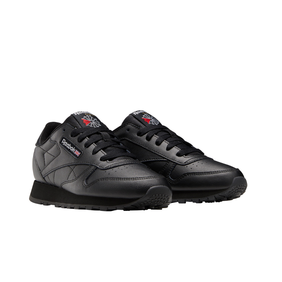 REEBOK 100010470 (GZ6094) CL LTHR JR'S (Medium) Black/Black Leather Lifestyle Shoes