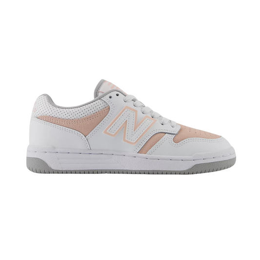 NEW BALANCE GSB480VP 480 JR'S (Medium) White/Misty Pink Synthetic & Leather Lifestyle Shoes