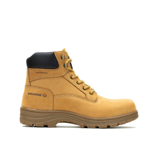 WOLVERINE W231125-M CARLSBAD 6'' ST WP MN'S (Medium) Wheat Leather Work Boots