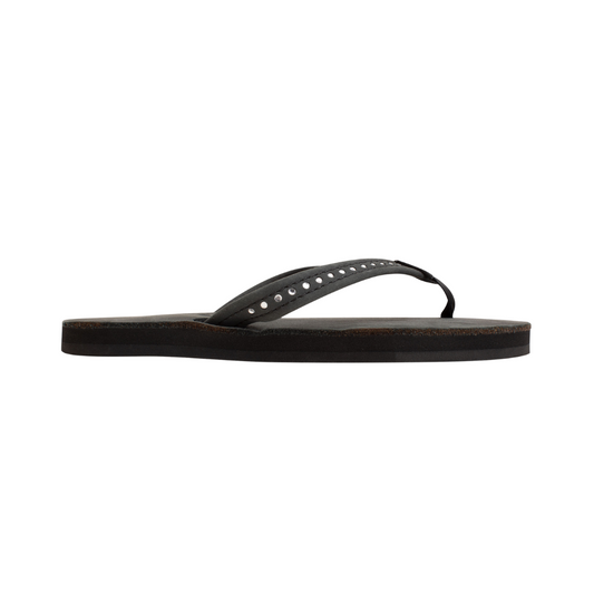RAINBOW 101CLTSNK/PBLK CRYSTAL YTH'S (Medium) Black Leather Narrow Strap Sandals