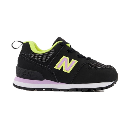 NEW BALANCE ID574FX2 574 Bungee Lace INF'S (Wide) Black Synthetic Running Shoes