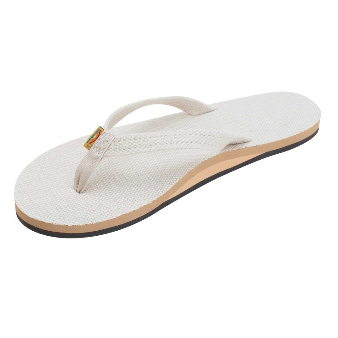 RAINBOW 301AHTSNW/NATR SINGLE LAYER HEMP WMN'S (Medium) Natural Leather Strap Sandals