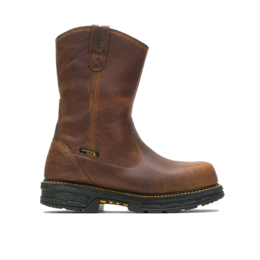 WOLVERINE W201178-EW HELLCAT ULTRASPRING WELLINGTON 10'' CT WP MN'S (Extra Wide) Tobacco Leather Work Boots