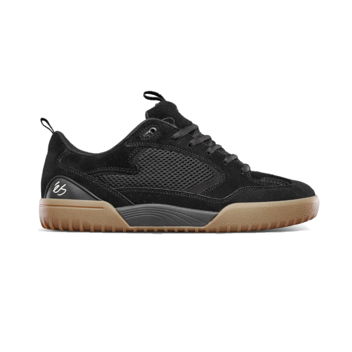 ÉS 5101000174/964 QUATRO MN'S (Medium) Black/Gum Suede & Mesh Skate Shoes