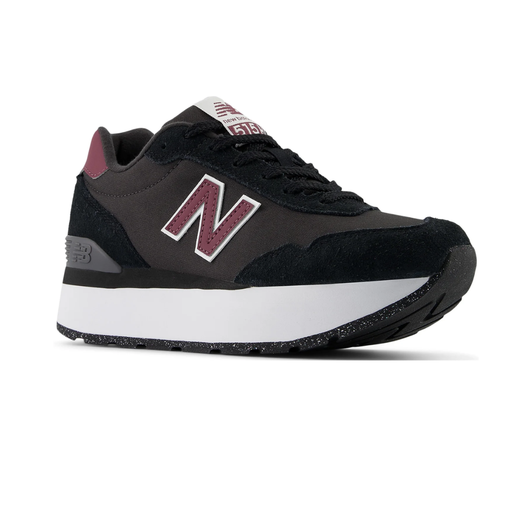 NEW BALANCE WL515HSB 515H WMN'S (Medium) Black/Burgundy Suede & Mesh Lifestyle Shoes