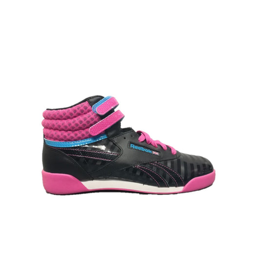 REEBOK V63072 F/S HI YTH'S (Medium) Black/Pink Leather Lifestyle Shoes