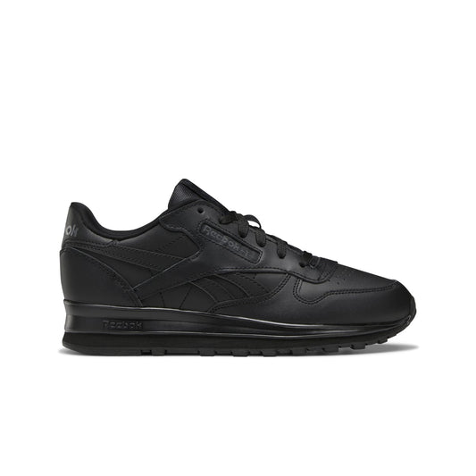 REEBOK HR0490 CL LTHR JR'S (Medium) Black/Black/Grey Synthetic Lifestyle Shoes