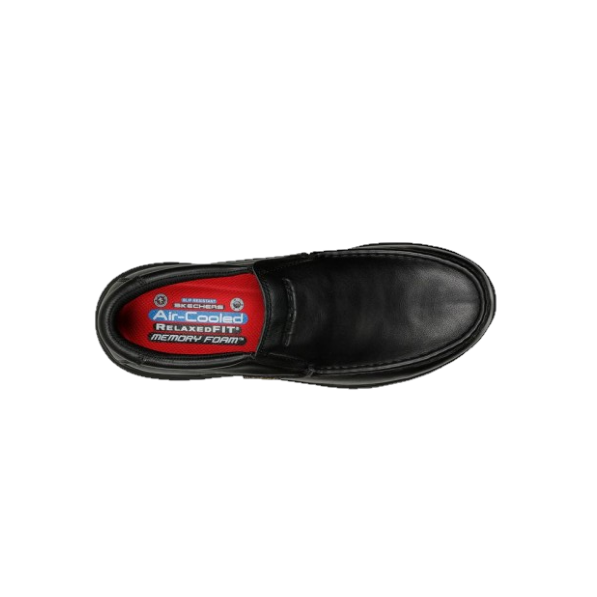 Skechers black leather work shoes sales