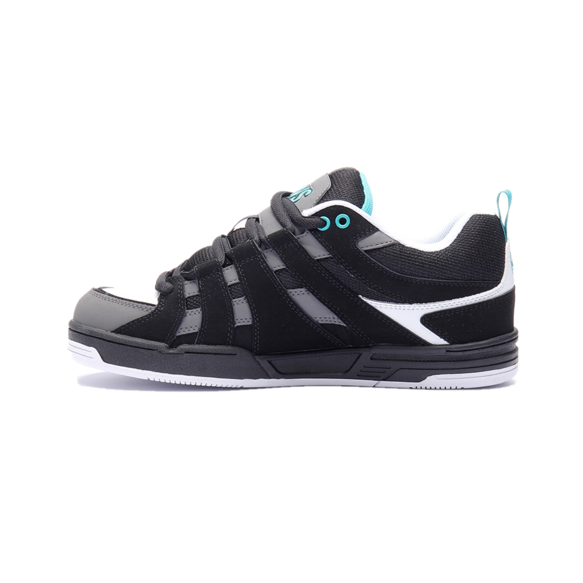 DVS F0000335001 PRIMO MN'S (Medium) Black/Charcoal/Turquoise Leather, Suede & Nubuck Skate Shoes
