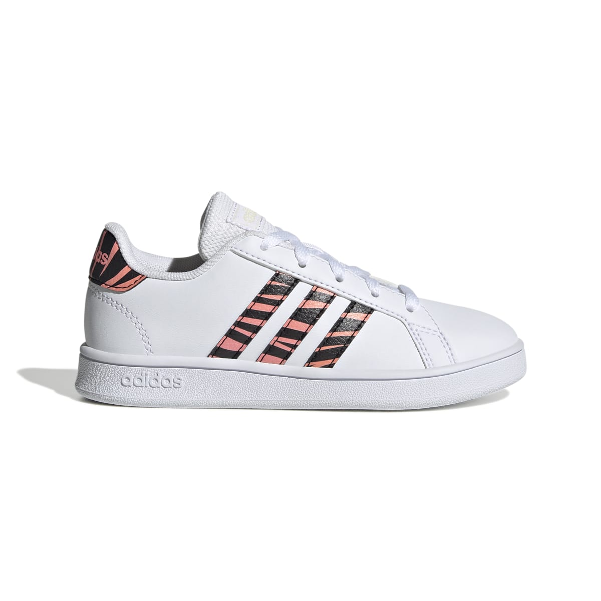 ADIDAS GZ1067 GRAND COURT K JR'S (Medium) White/Black/Red Synthetic Leather Lifestyle Shoes