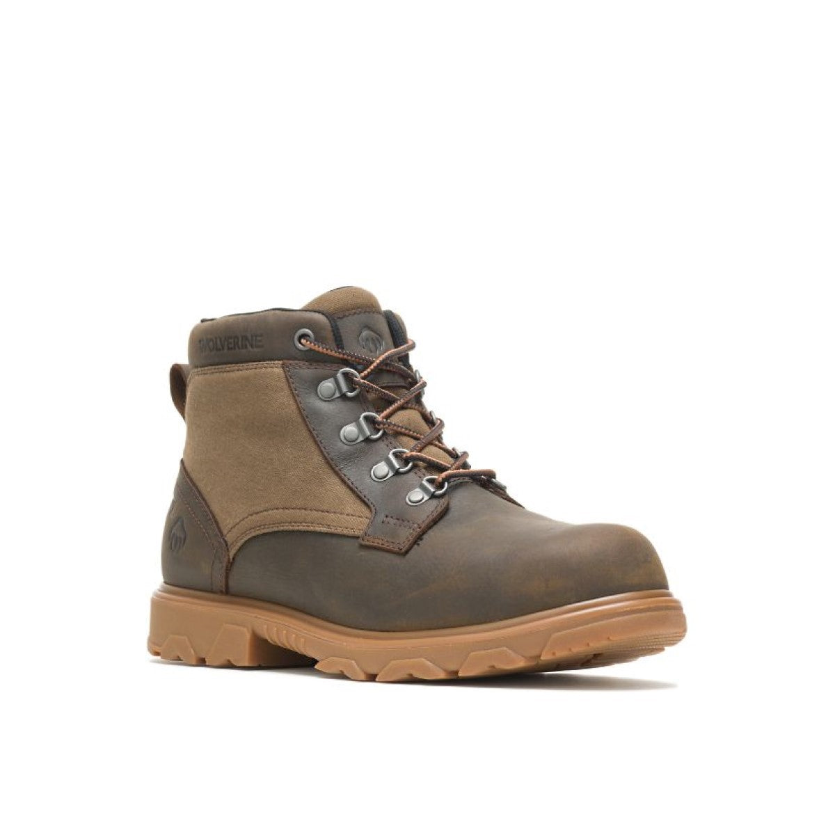 WOLVERINE W880200-EW DRUMMOND WP MN'S (Extra Wide) Coffee Leather/Canvas Work Boots